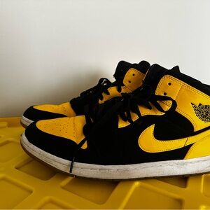 Jordan Black and Yellow Retro High-Top Sneakers